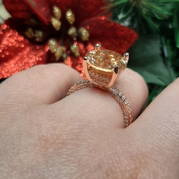 Champagne Cubic Zirconia Ring - Picture 10 of 11